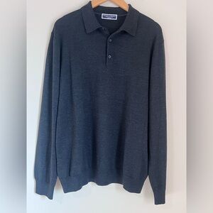 Charles Tyrwhitt Wool Polo Sweater XL Charcoal Extra Fine Knit Jermyn St Mens